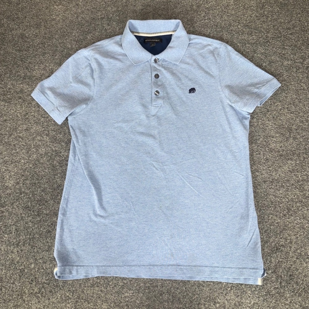Banana Republic Mens Size M Light Blue Polo Shirt Short Sleeve Golf Preppy